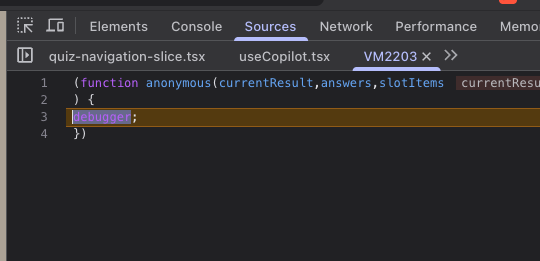 debugger statement in browser